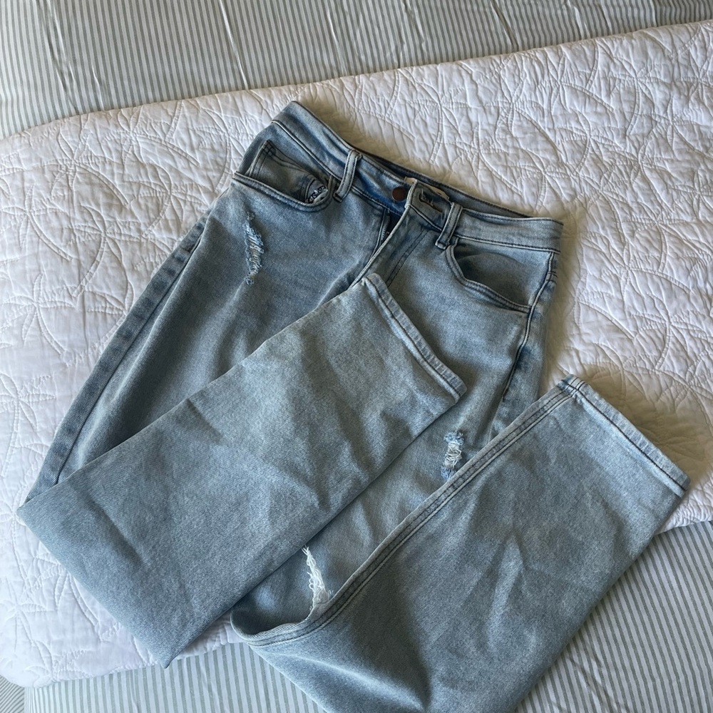 Vibrant Light Blue Straight Leg Jeans